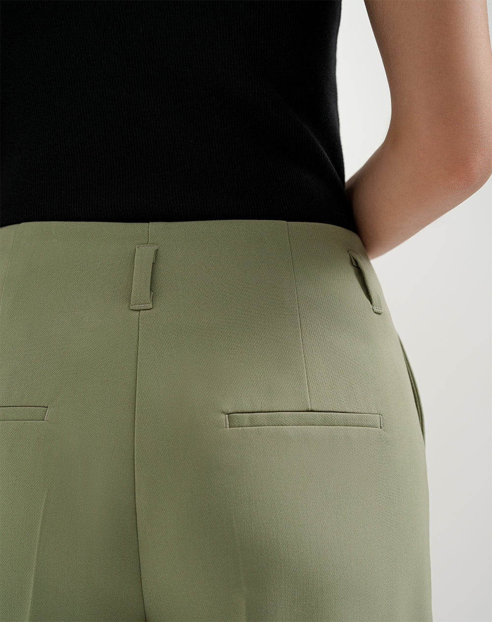 Pantalón regular fit tiro alto verde