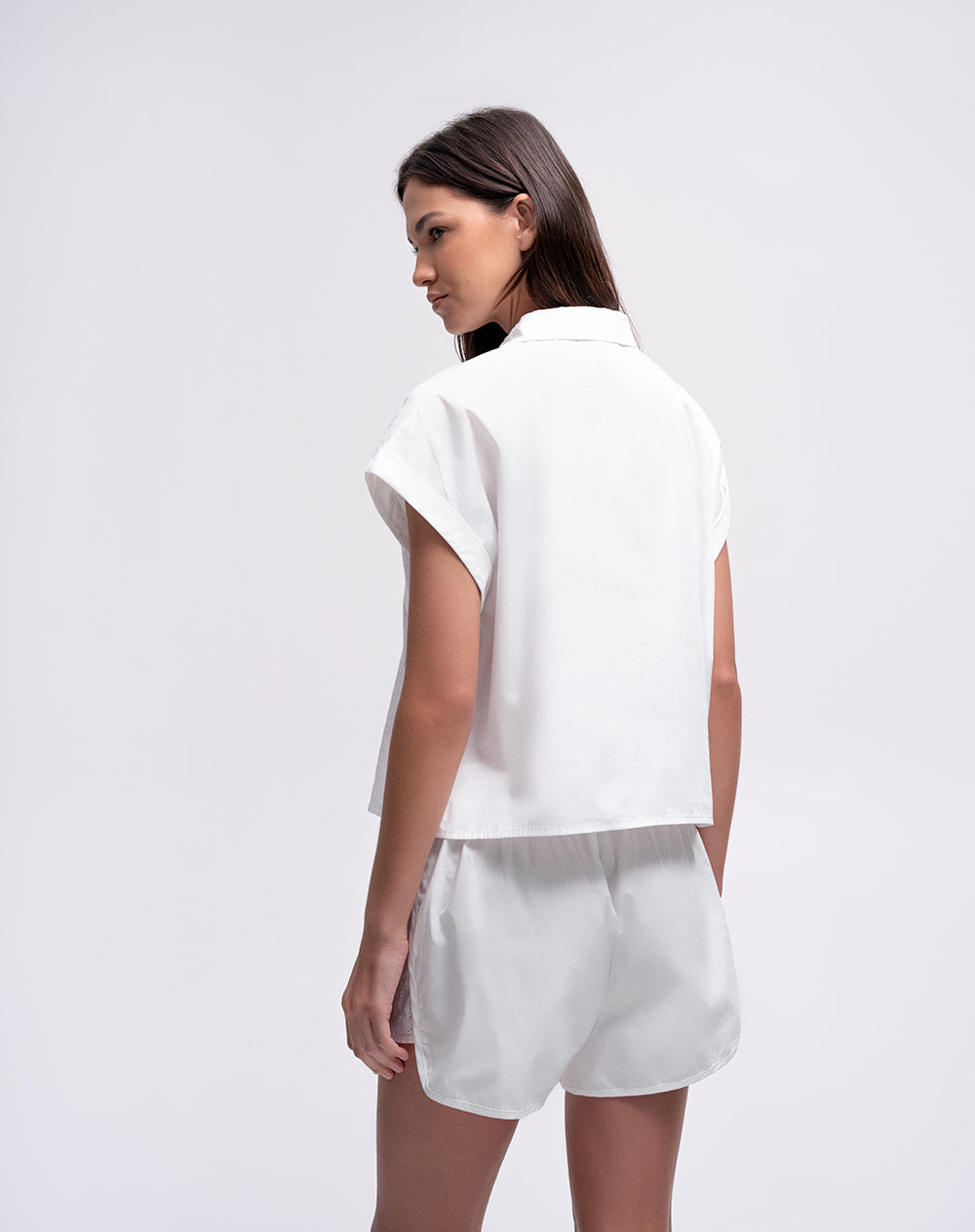 Camisa + short de pijama blanco mujer
