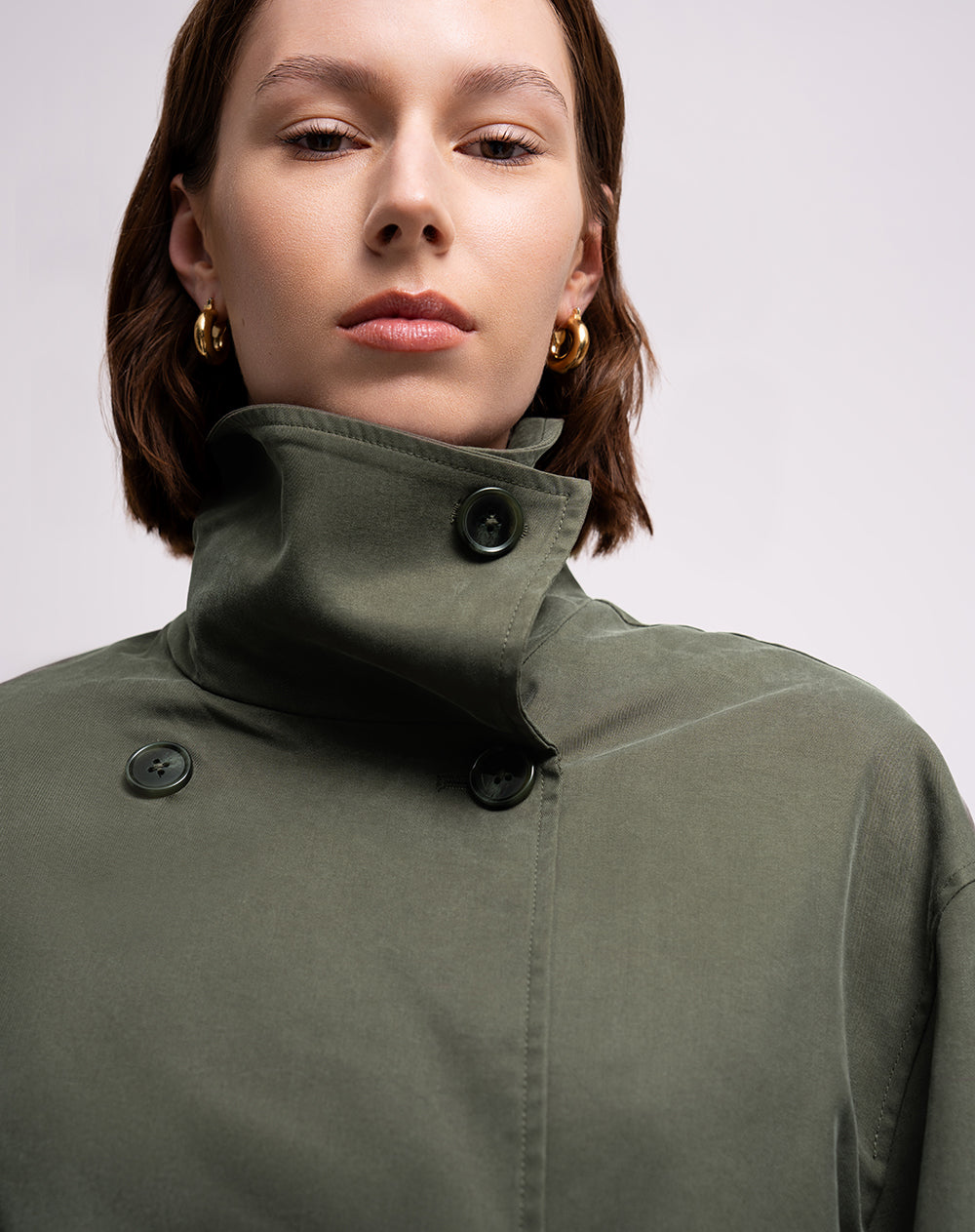 Chaqueta recta oversize verde mujer