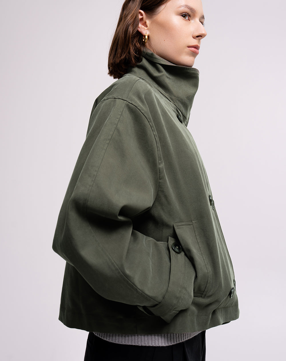 Chaqueta recta oversize verde mujer