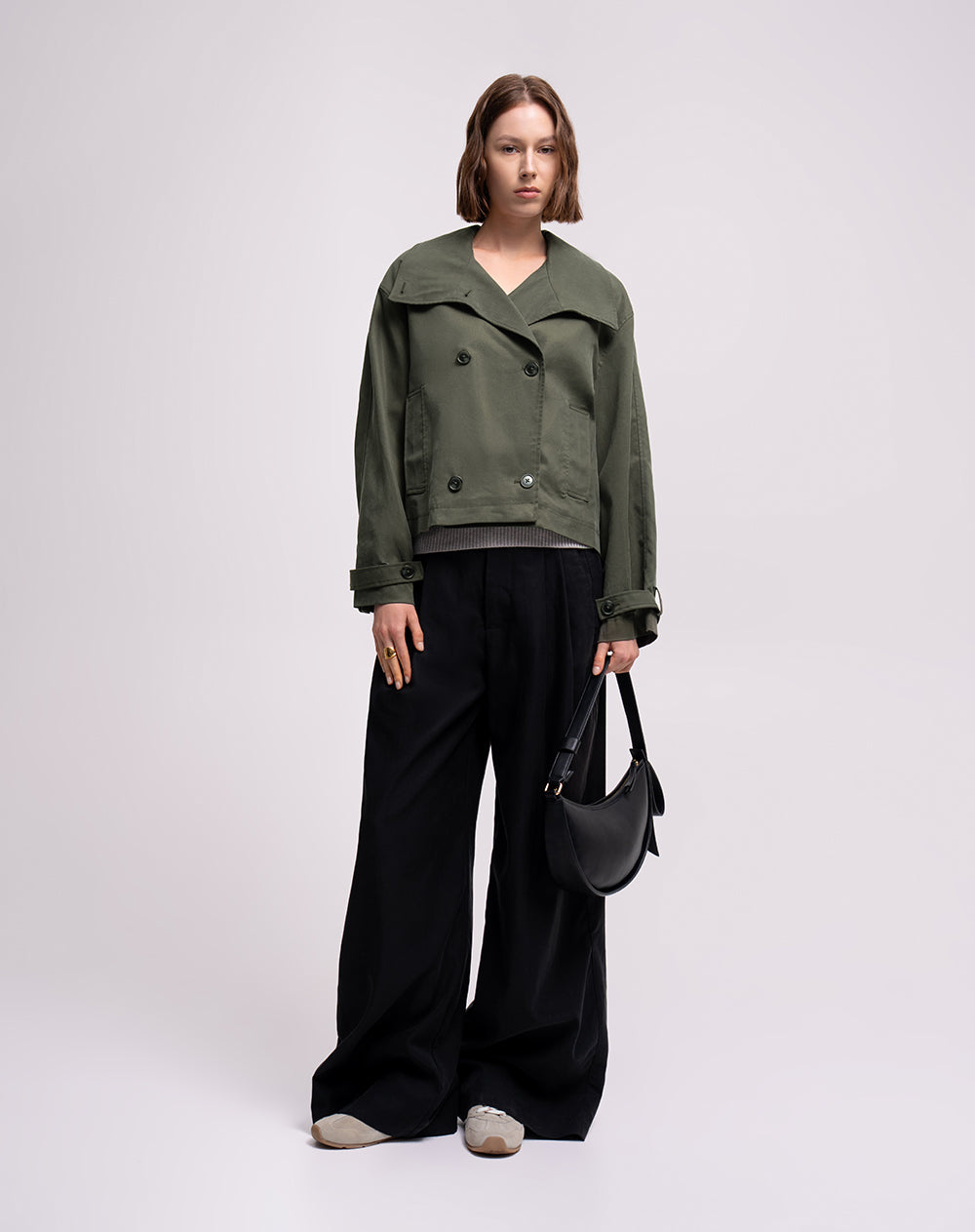 Chaqueta recta oversize verde mujer
