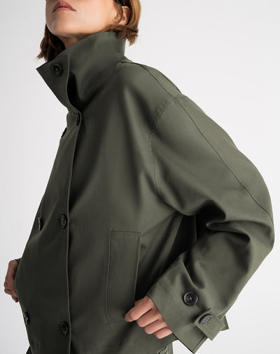 Chaqueta recta oversize verde mujer