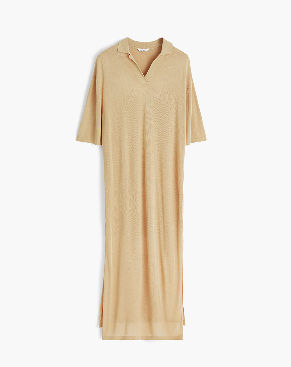 Vestido largo tejido de punto café mujer