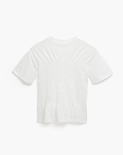 Camiseta nido de abeja crema mujer