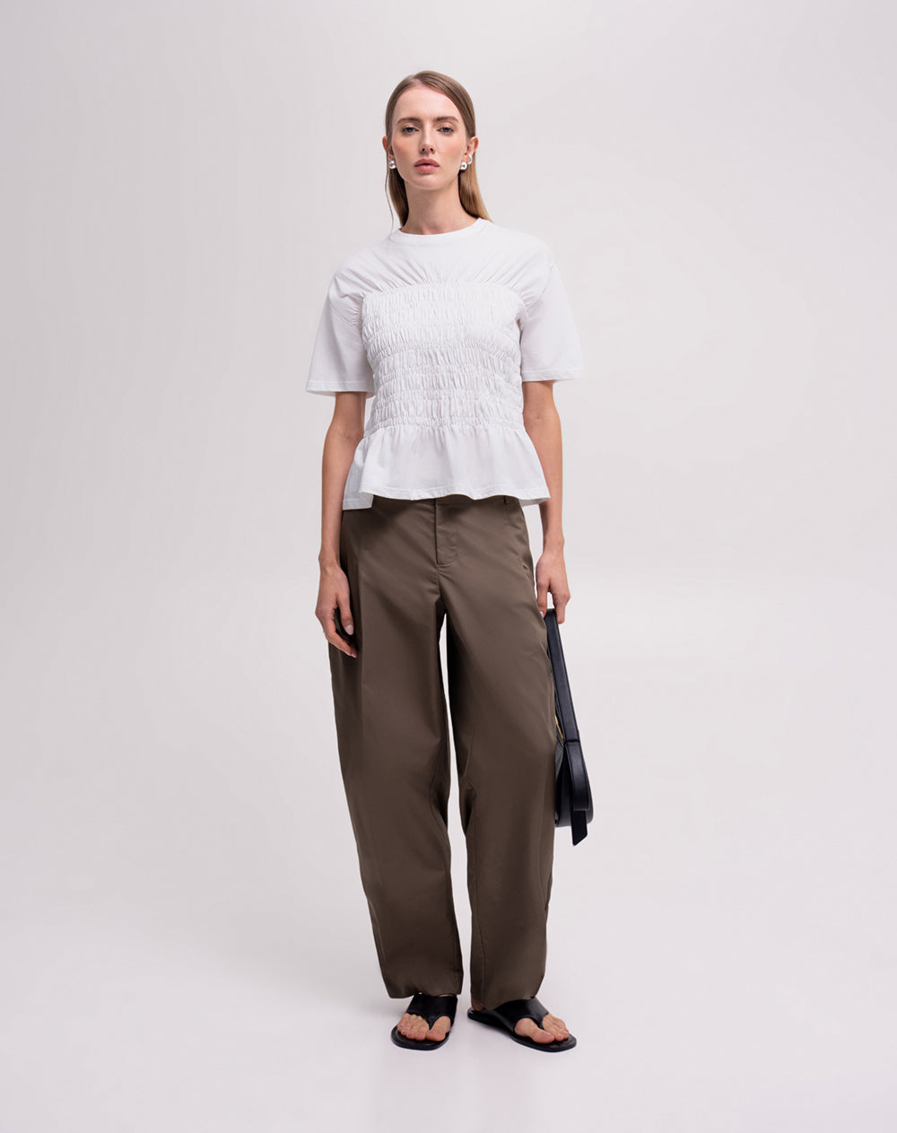Camiseta nido de abeja crema mujer