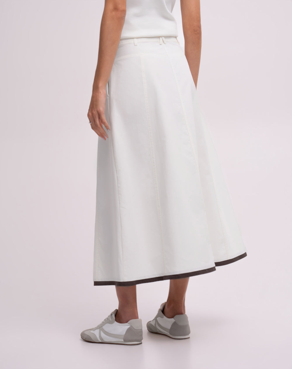 Falda midi tiro alto algodón vainilla mujer