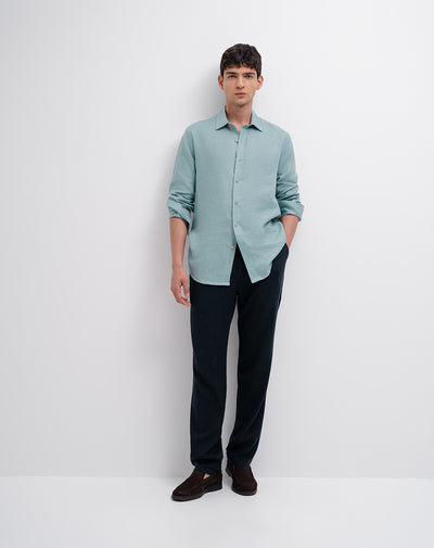 Camisa regular fit manga larga azul