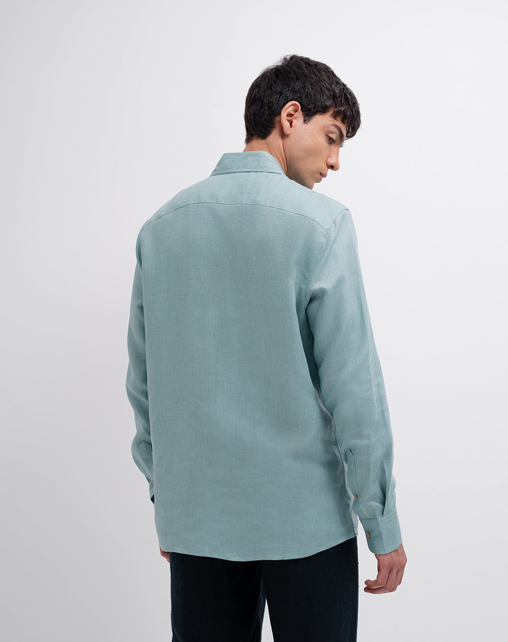 Camisa regular fit manga larga azul