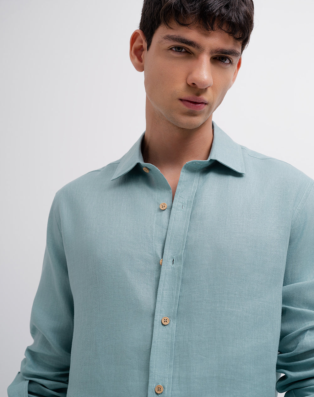 Camisa regular fit manga larga azul