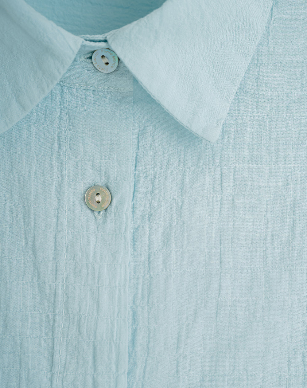 Camisa manga larga oversize efecto arrugado azul mujer