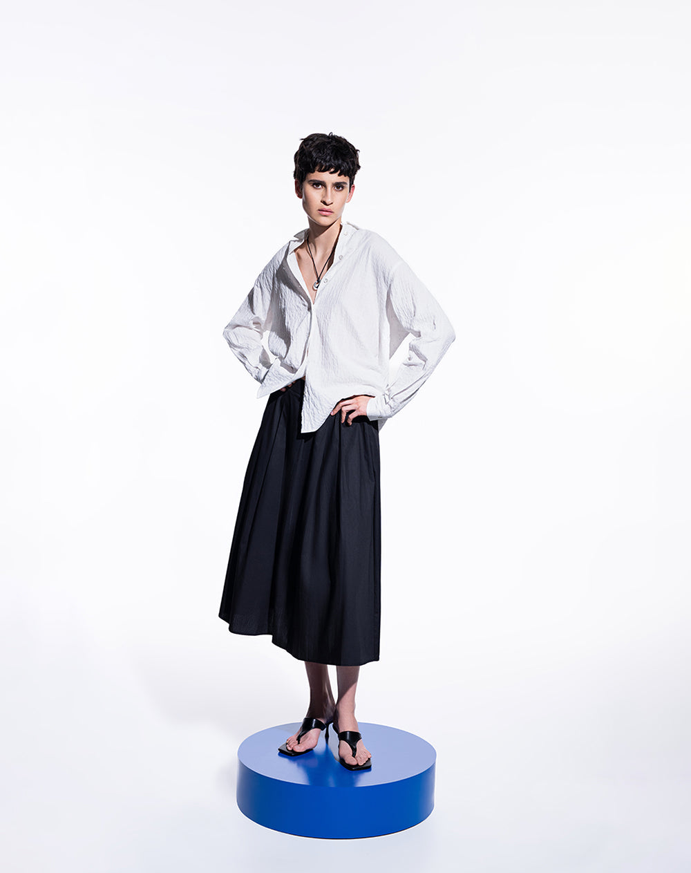 Camisa manga larga oversize efecto arrugado crudo mujer