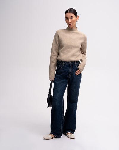 Jean recto tiro alto índigo oscuro mujer