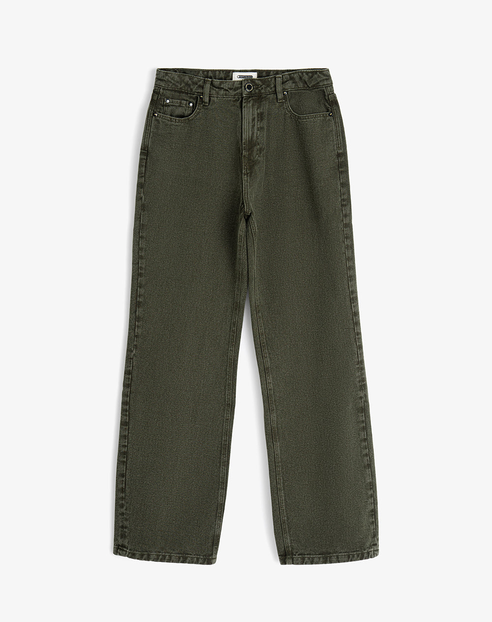 Jean regular fit tiro alto verde