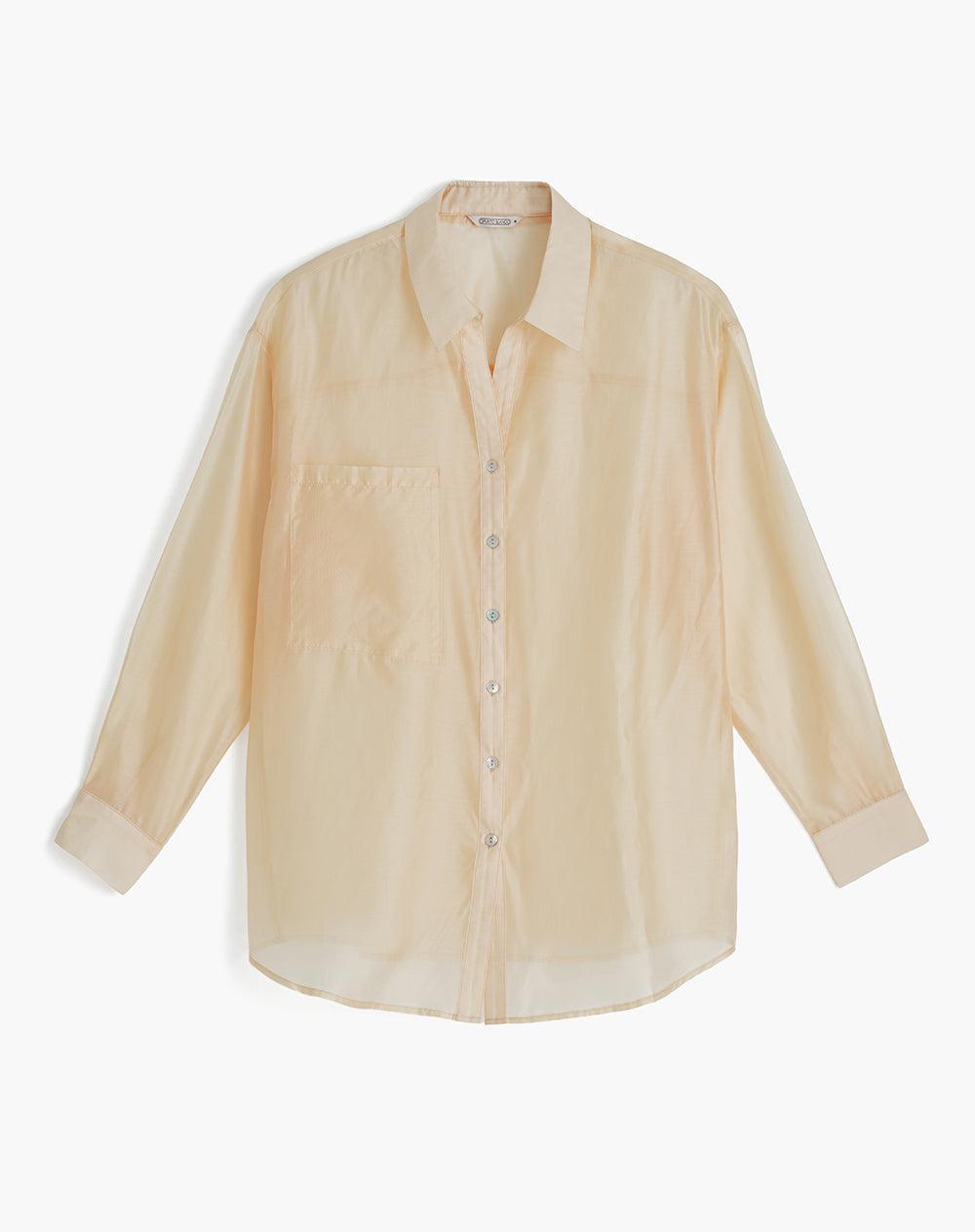 Camisa manga larga oversize transparencia amarilla mujer
