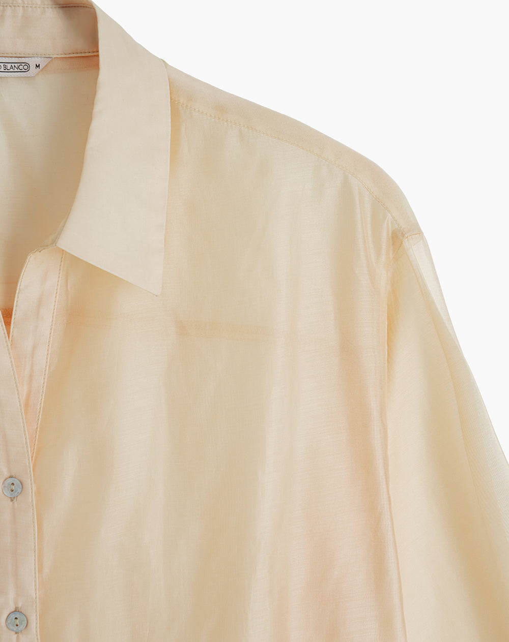 Camisa manga larga oversize transparencia amarilla mujer