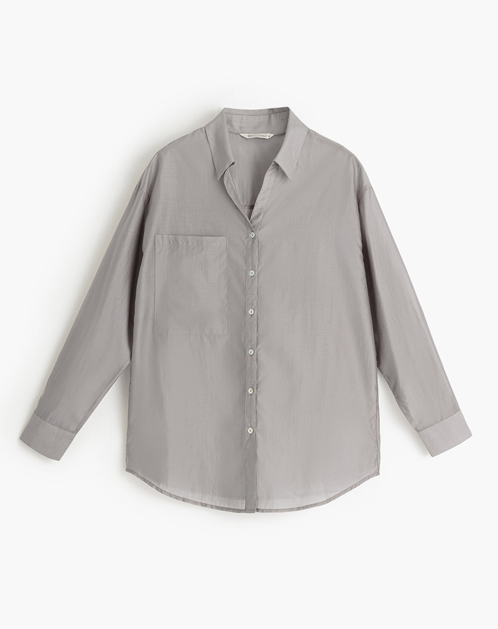 Camisa manga larga oversize transparencia gris mujer