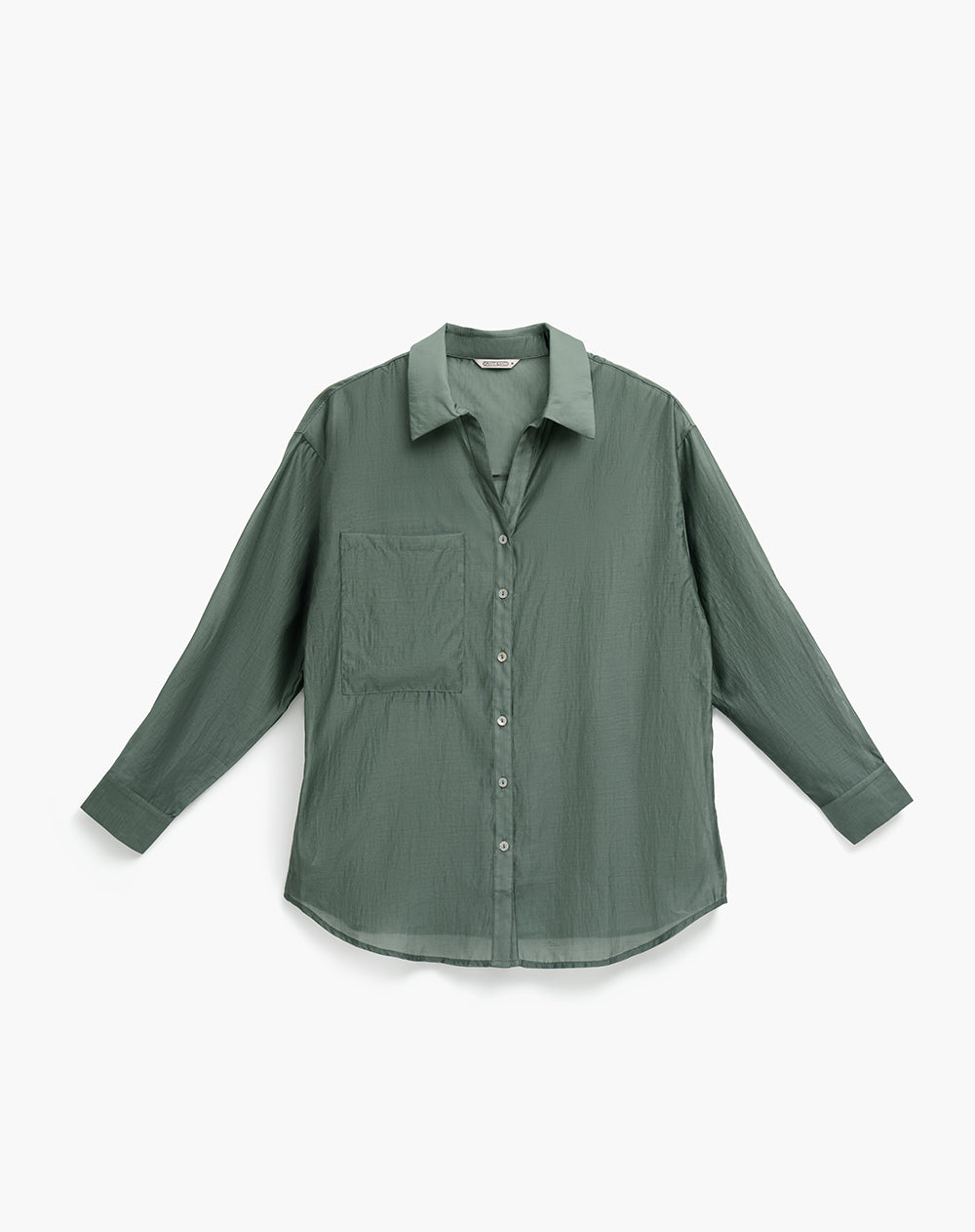 Camisa manga larga oversize transparencia verde mujer