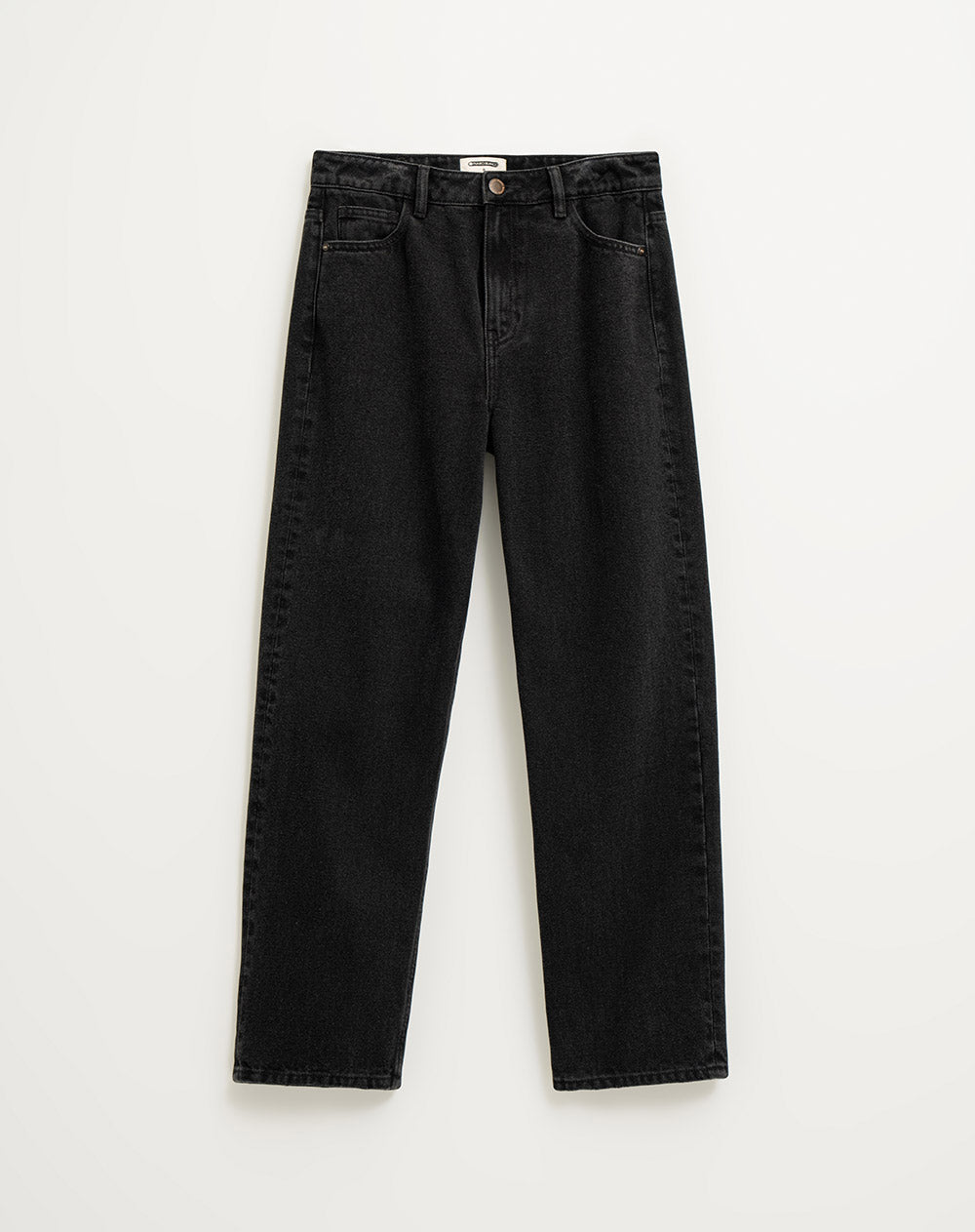 Jean regular fit tiro alto denim negro