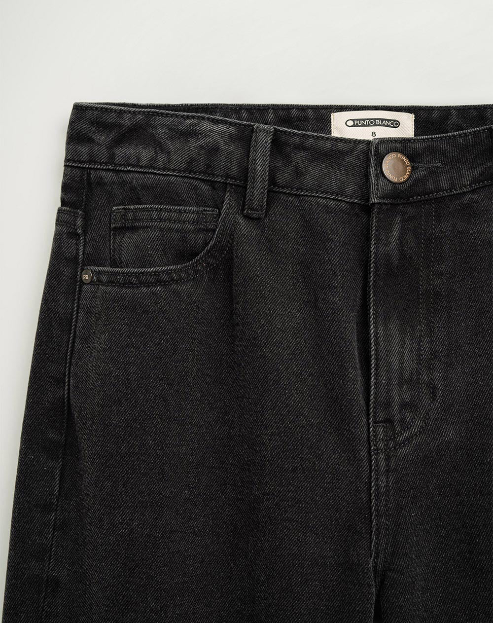 Jean regular fit tiro alto denim negro