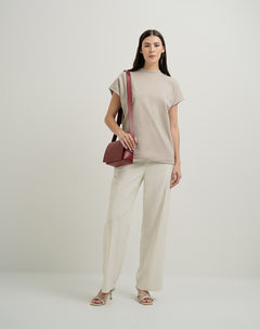 Pantalón recto tiro medio vainilla mujer