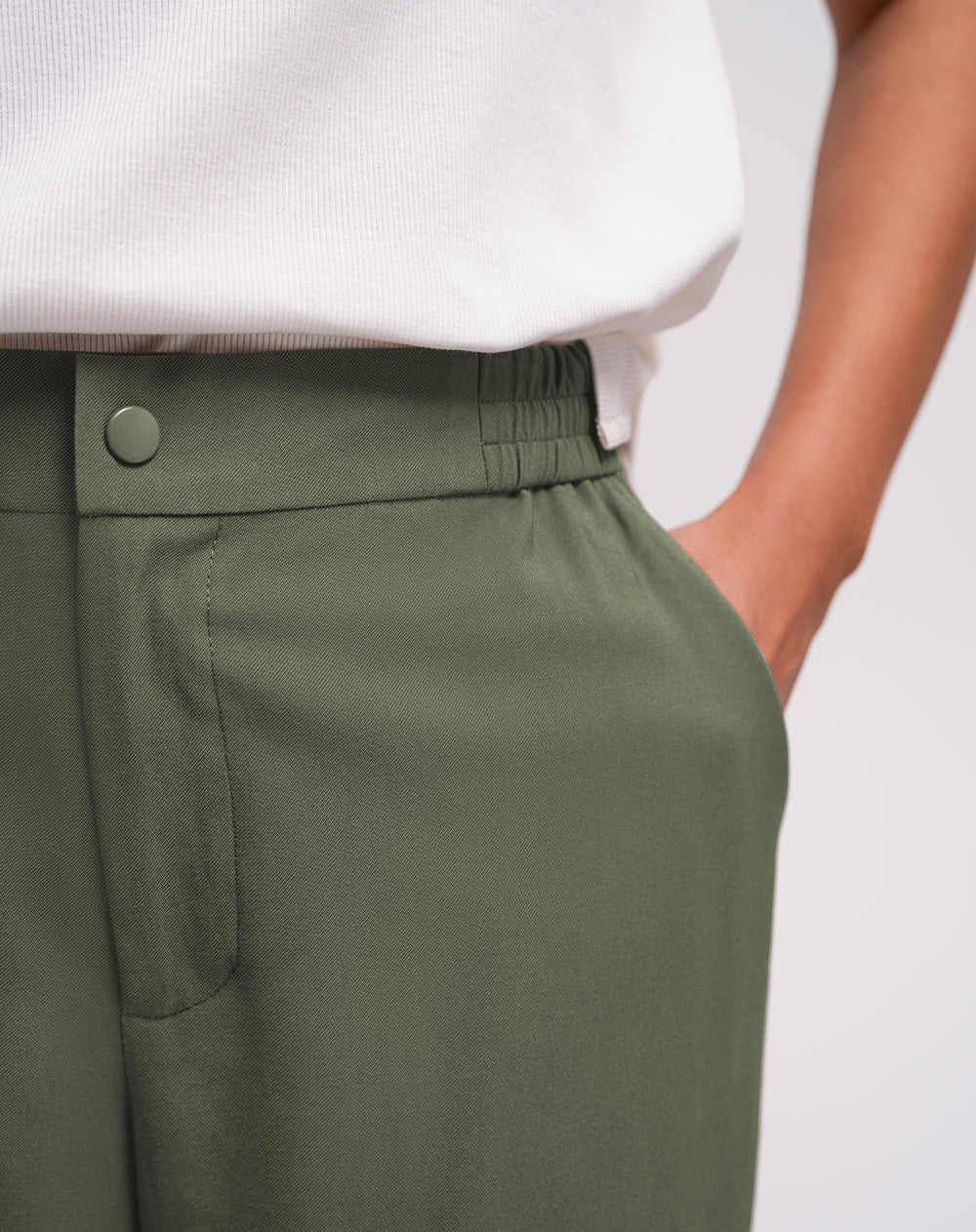 Pantalón recto tiro alto verde mujer
