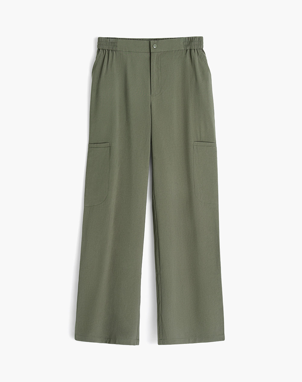 Pantalón recto tiro alto verde mujer
