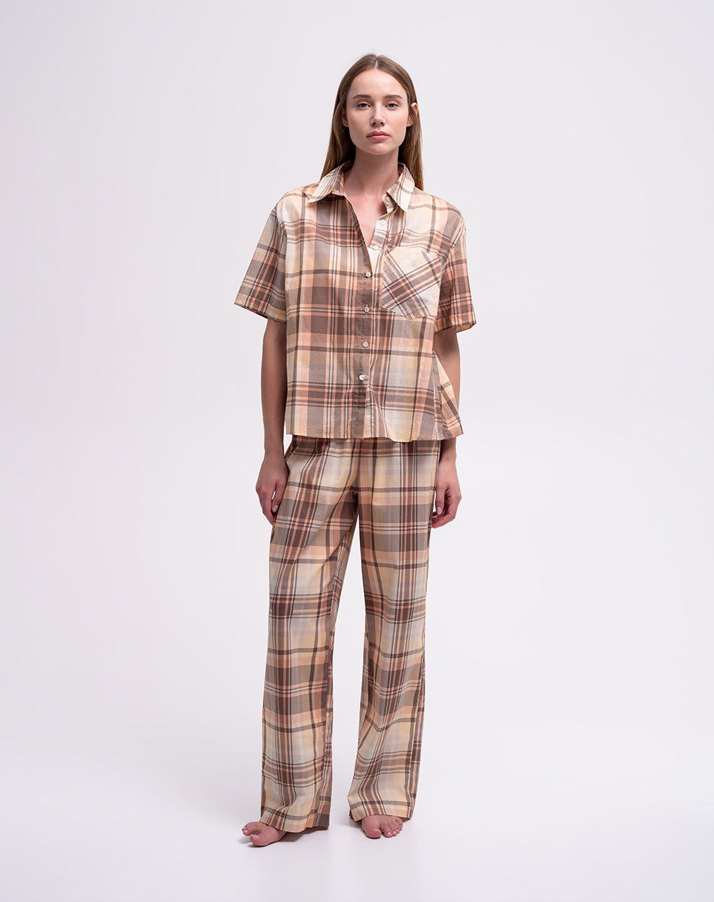 Camisa relaxed fit manga larga cuadros