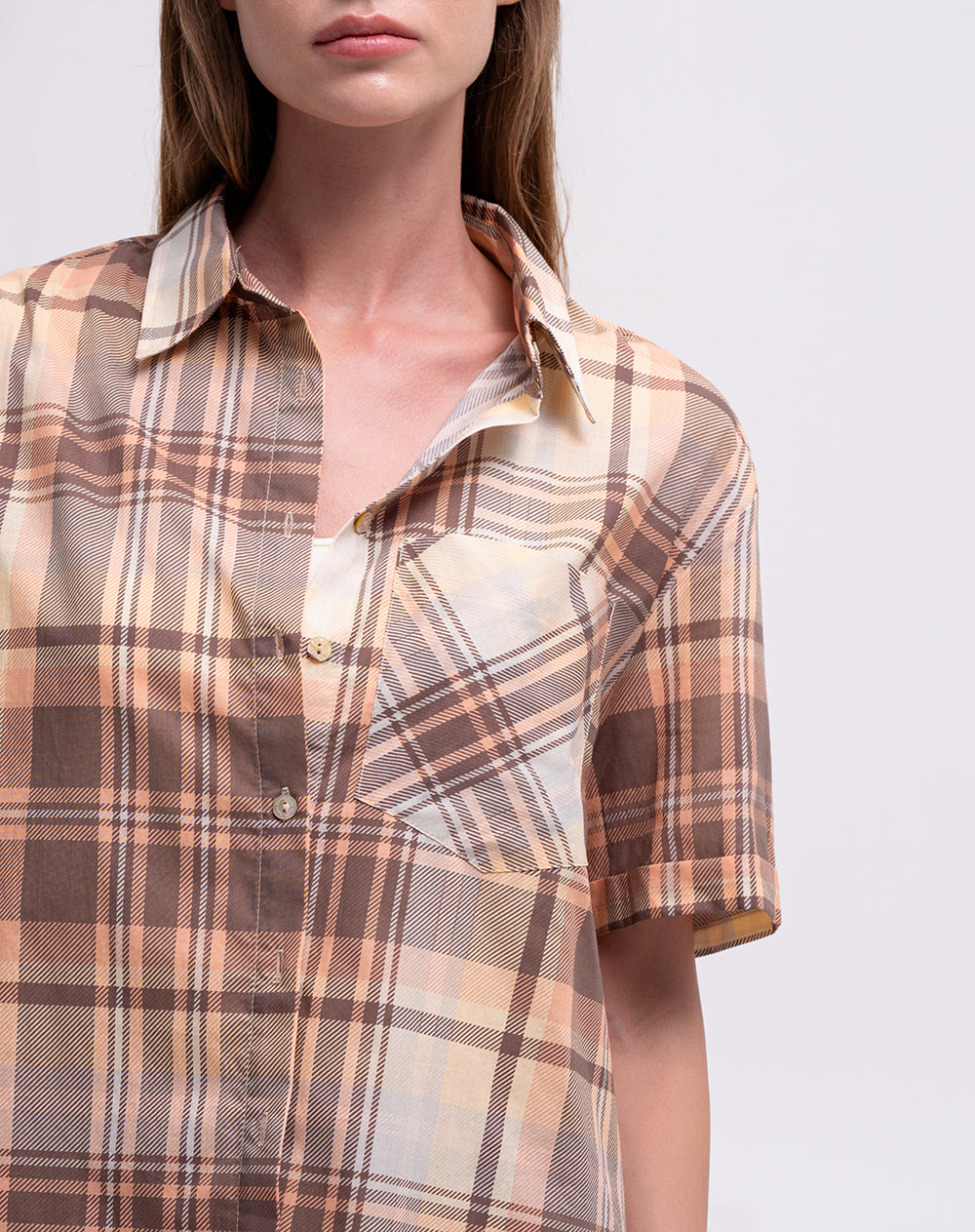 Camisa relaxed fit manga larga cuadros
