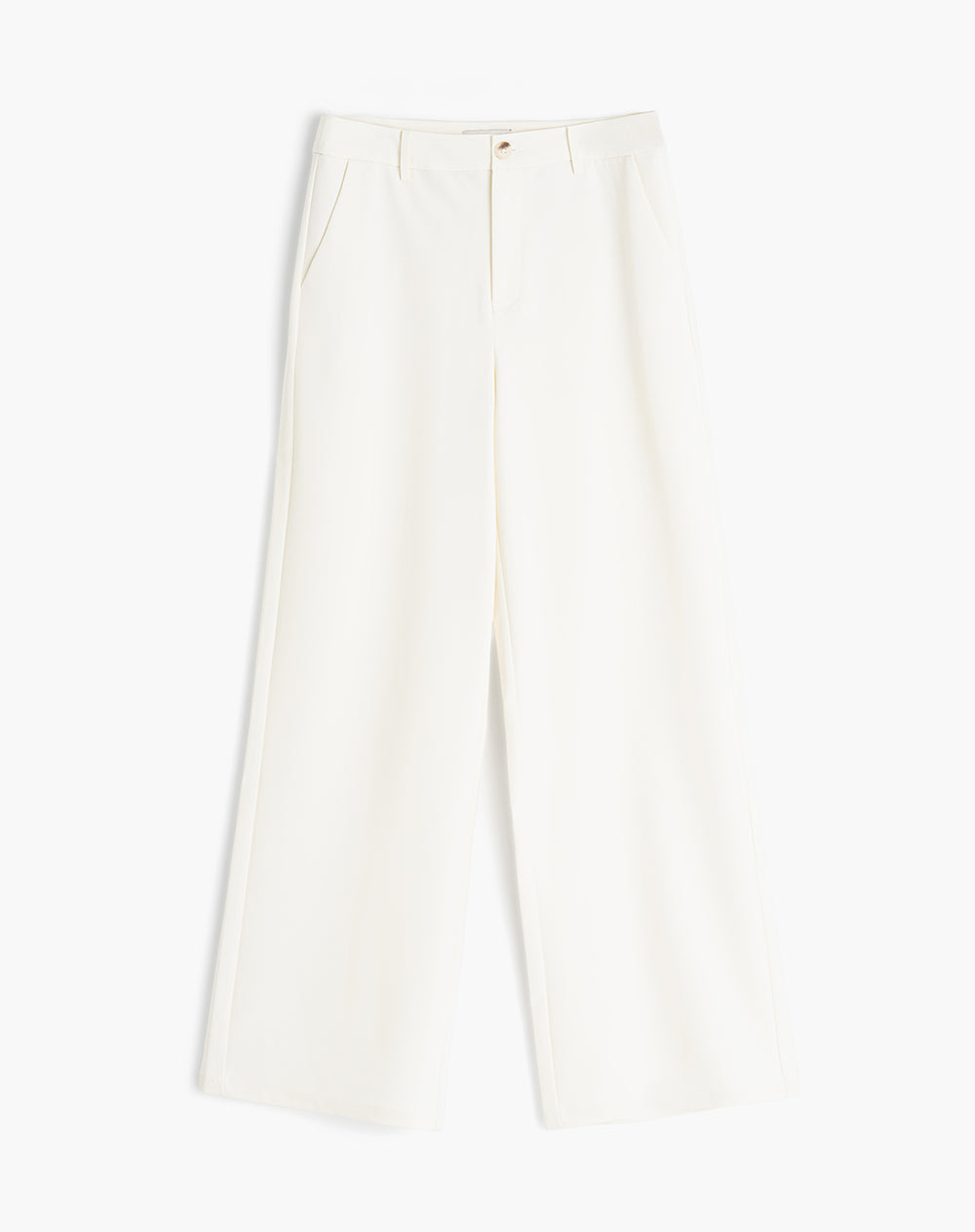 Pantalón recto tiro alto crema mujer