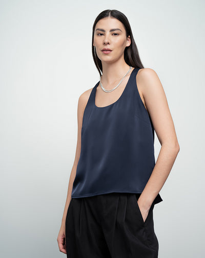 Camisa sisa forro interno azul para mujer
