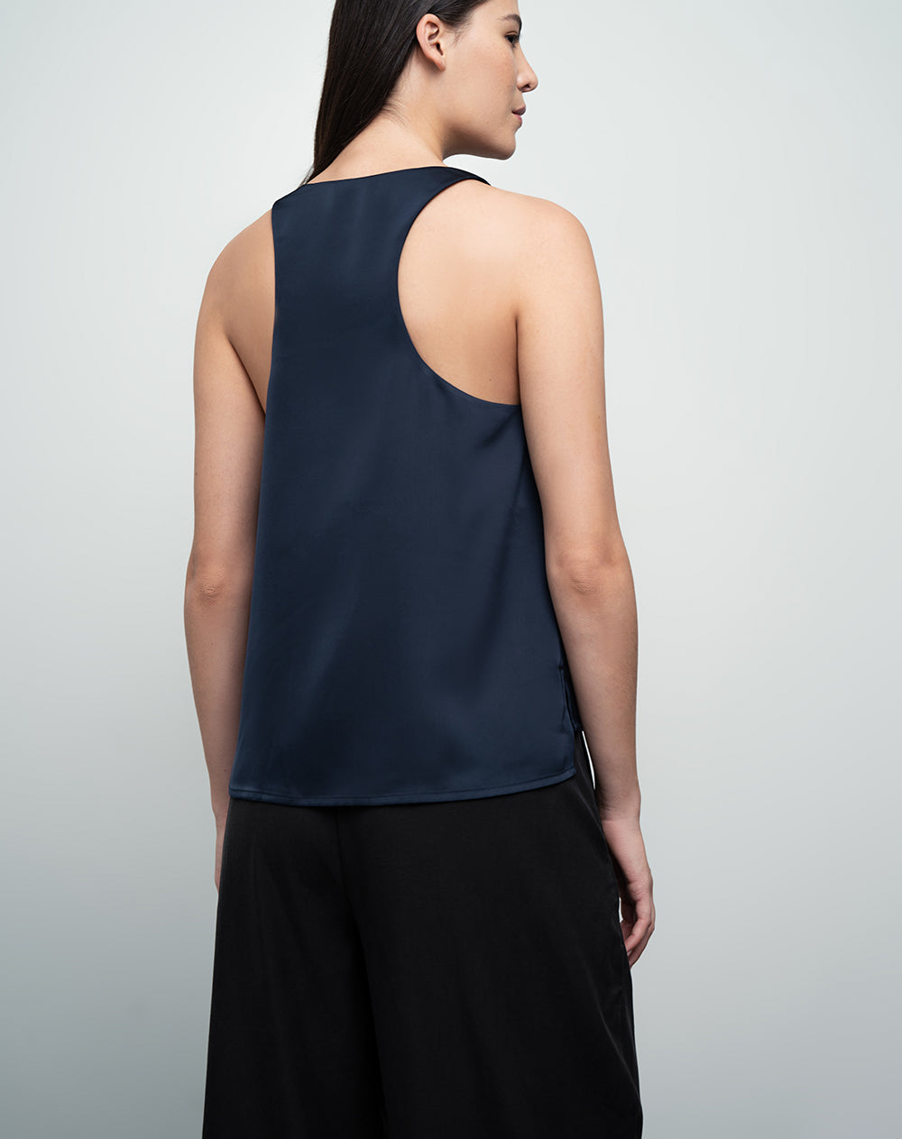 Camisa sisa forro interno azul para mujer