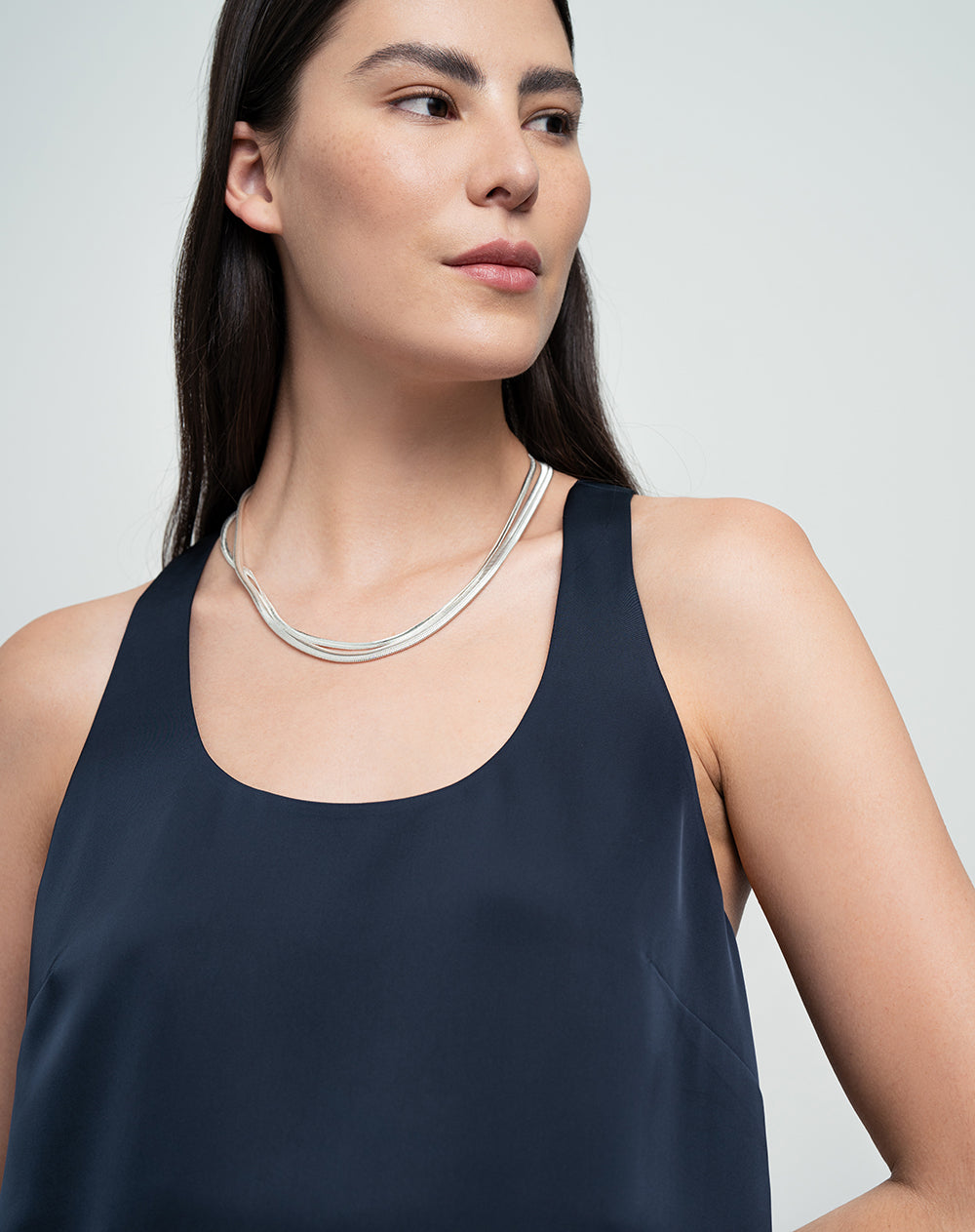 Camisa sisa forro interno azul para mujer