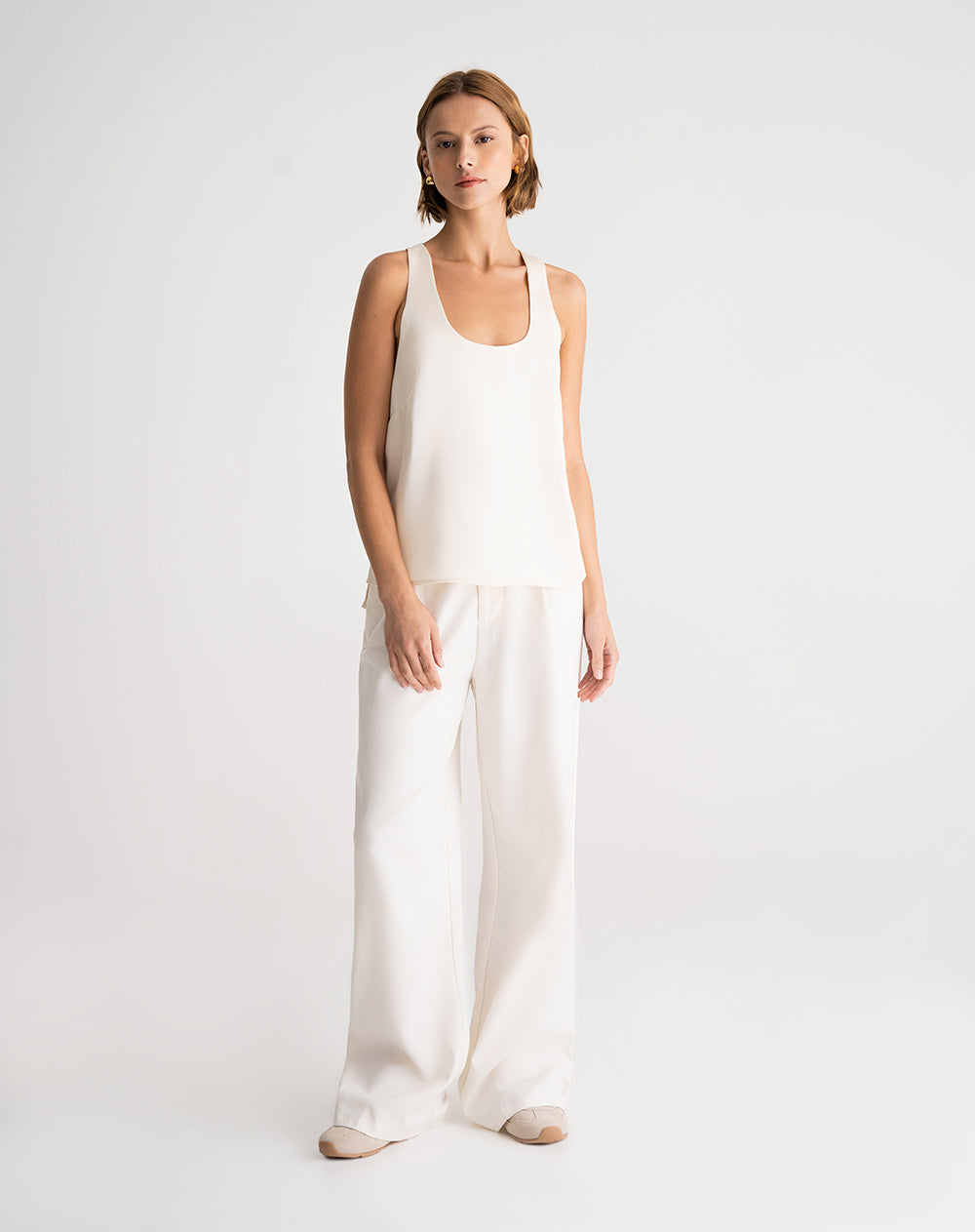 Camisa equeleto en satín crema mujer
