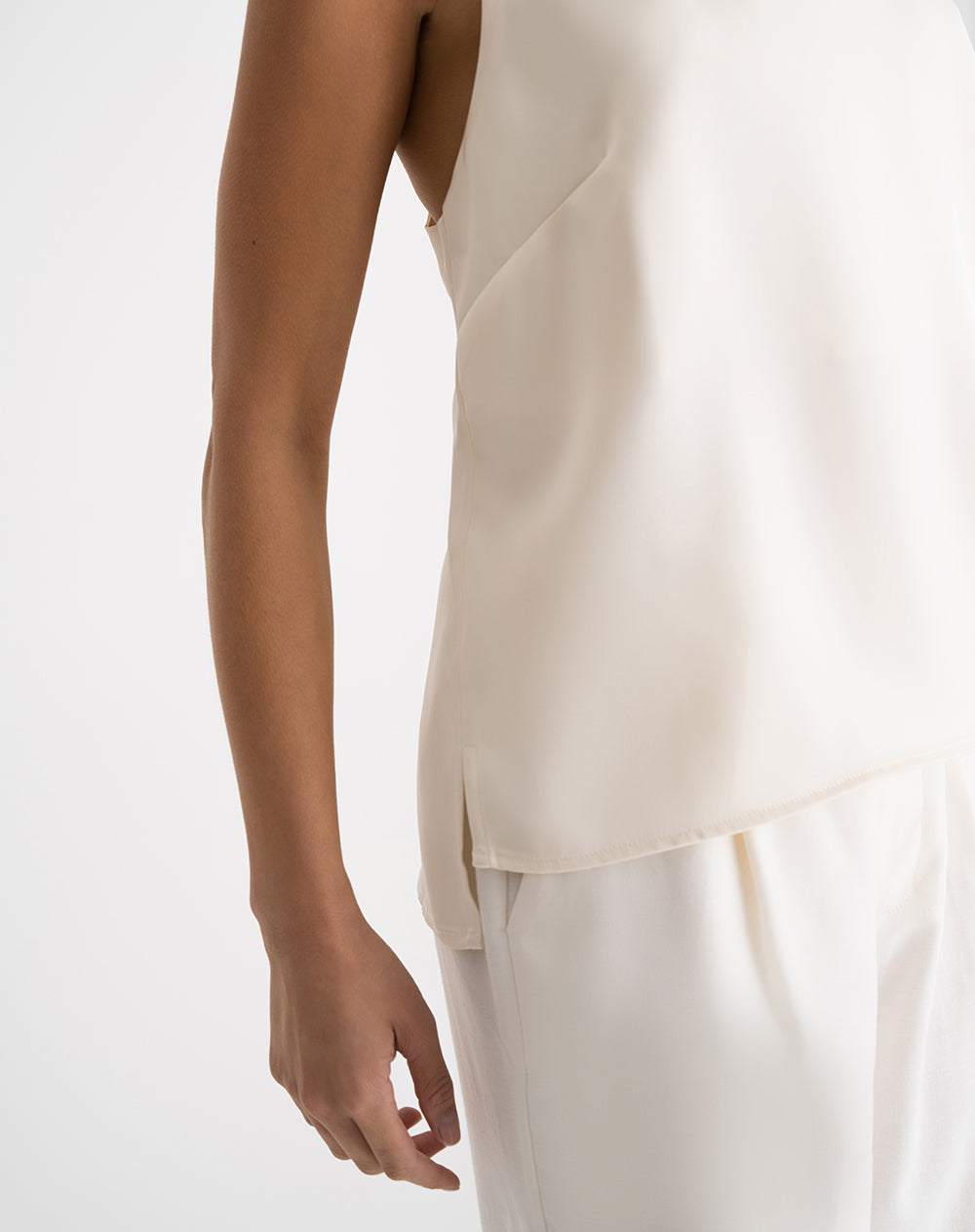 Camisa equeleto en satín crema mujer
