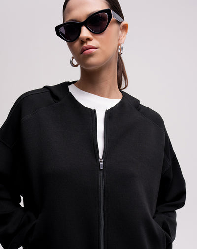 Chaqueta hoodie oversize negra mujer