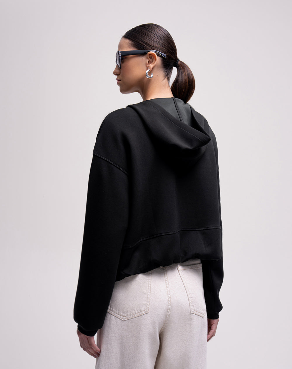 Chaqueta hoodie oversized negra mujer