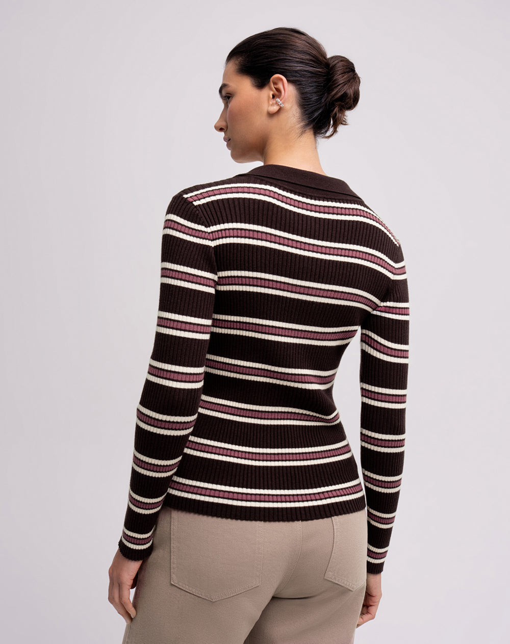 Camibuso tipo polo regular rayas mujer