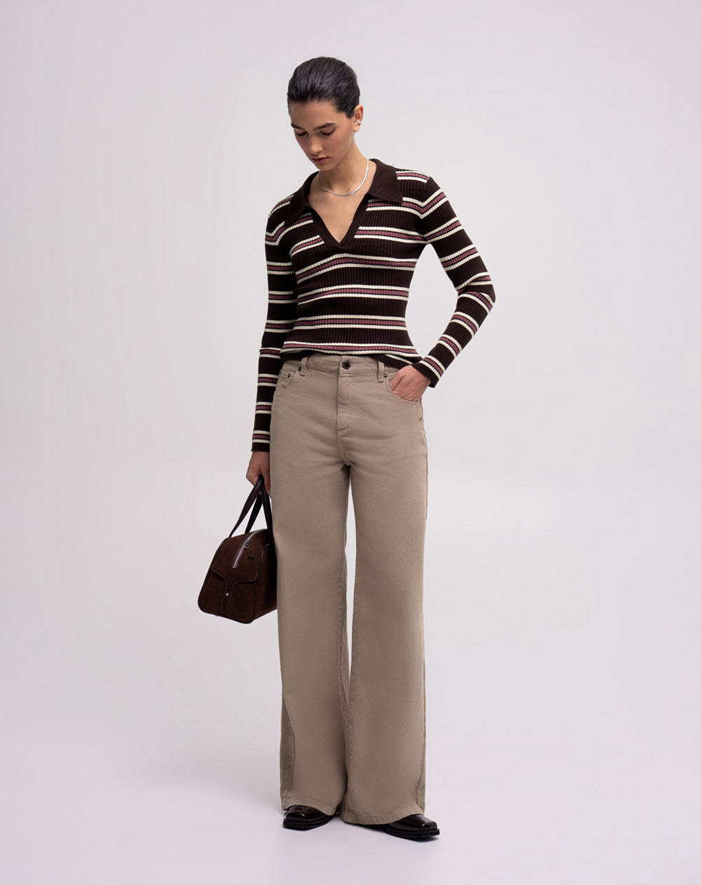 Camibuso tipo polo regular rayas mujer