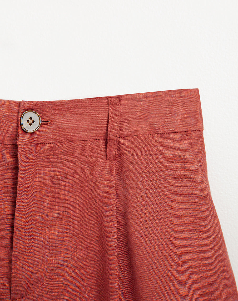 Short tiro alto pliegues delanteros terracota para mujer