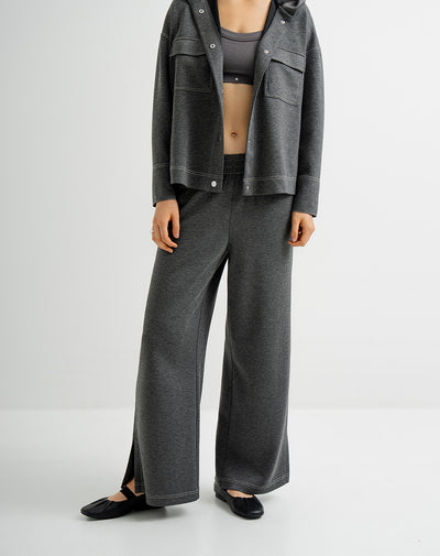 Pantalón tiro medio gris para mujer