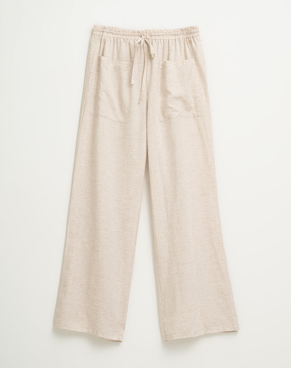 Pantalón en lino tiro alto arena para mujer