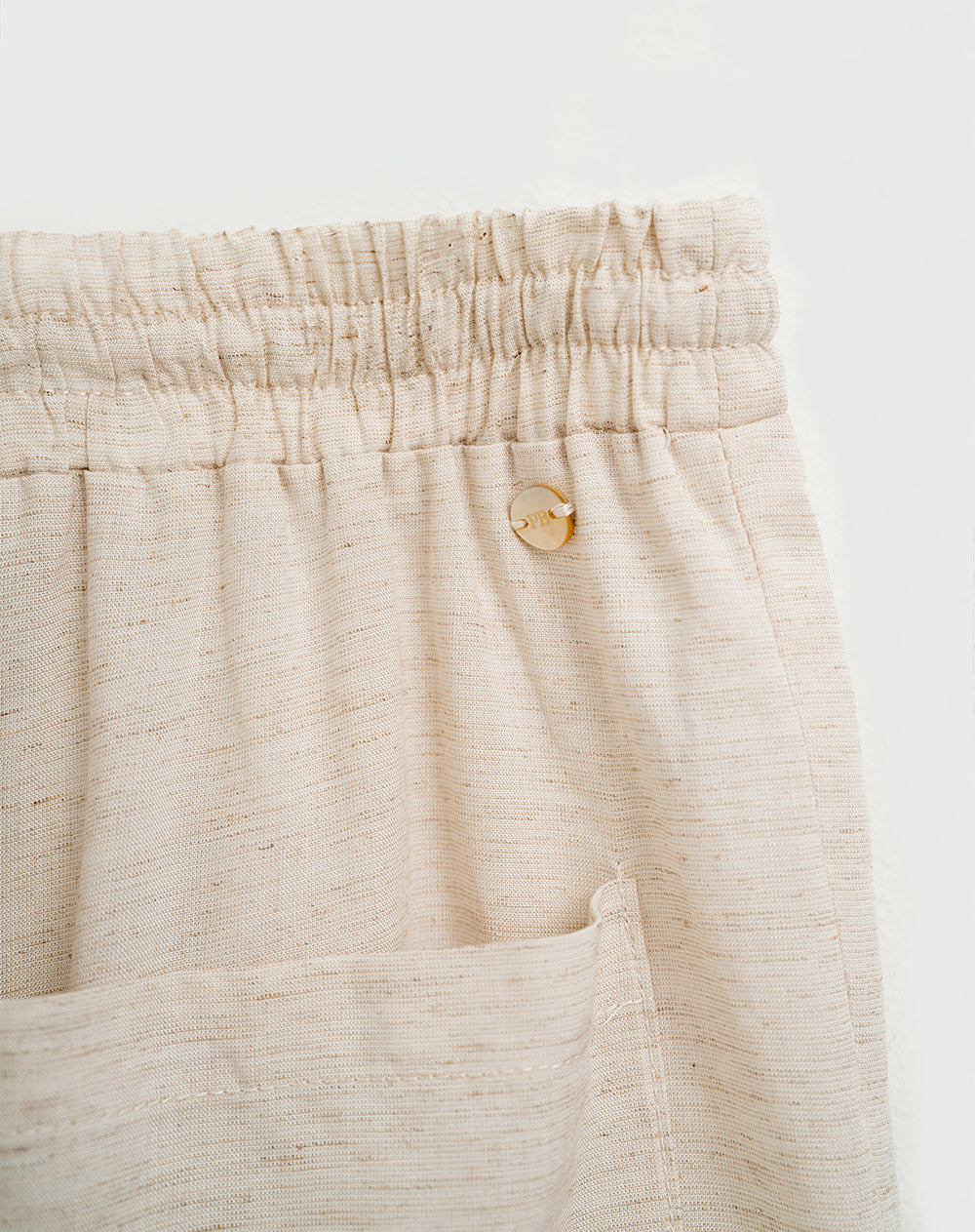 Pantalón en lino tiro alto arena para mujer