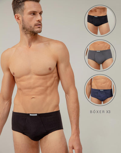 Boxér brief algodón copa anatómica x3unds surtidos
