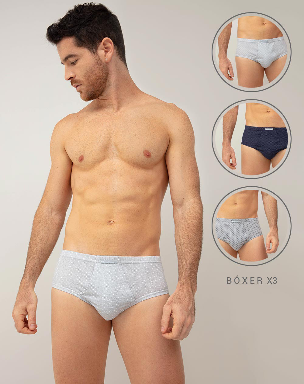 Boxér brief algodón copa anatómica x3unds surtidos