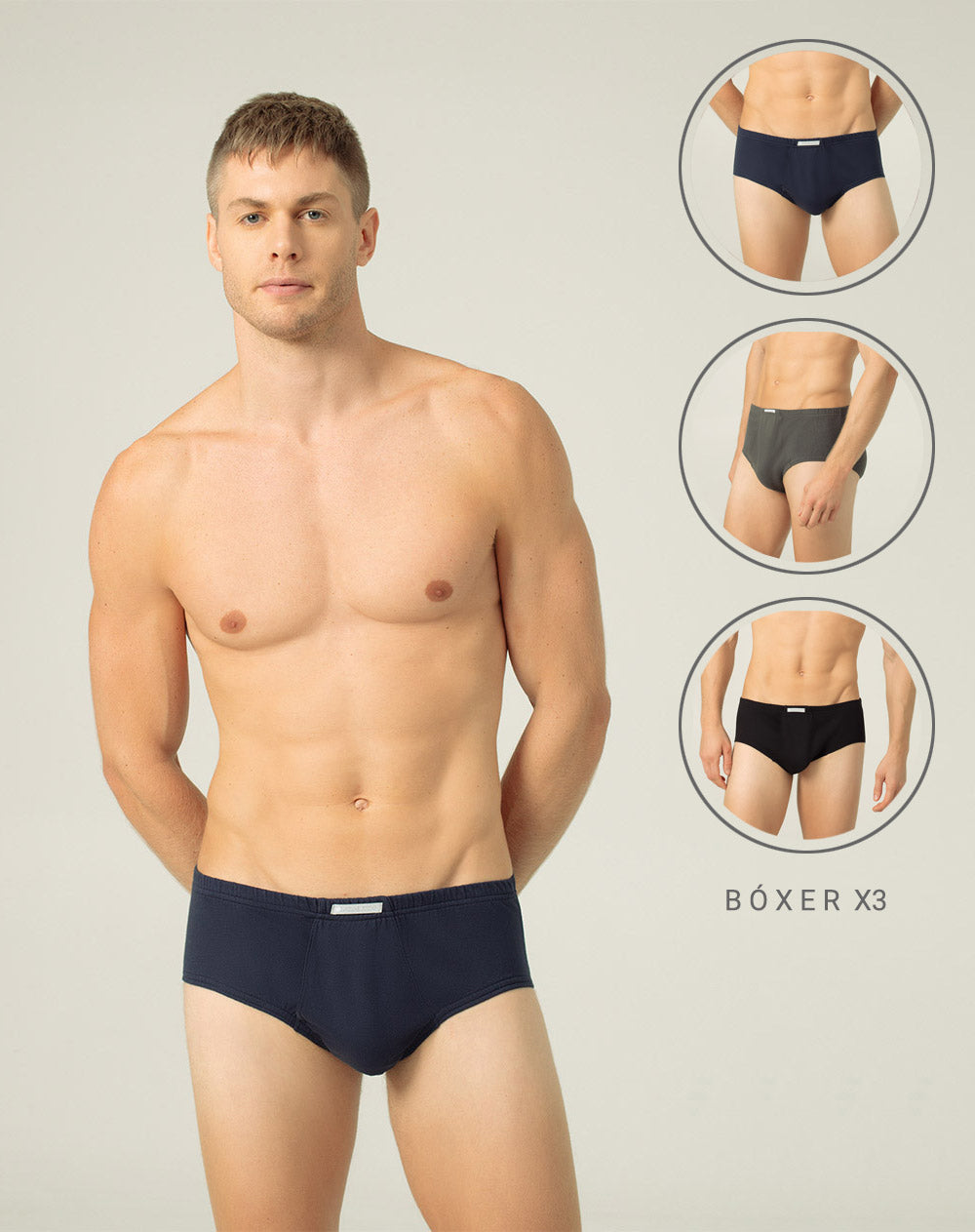 Boxér brief algodón copa anatómica x3unds surtidos