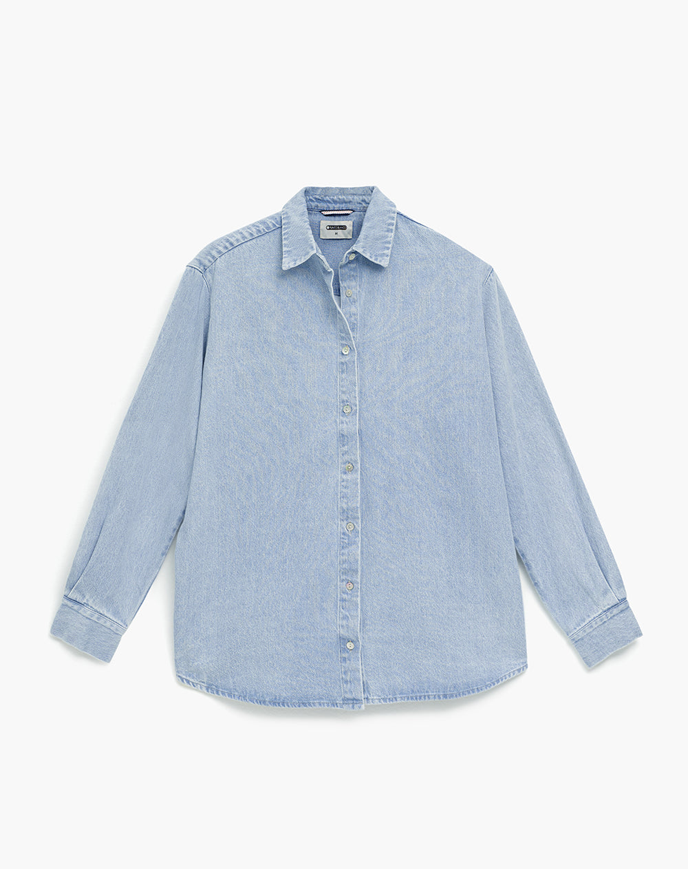 Camisa manga larga oversize denim azul mujer