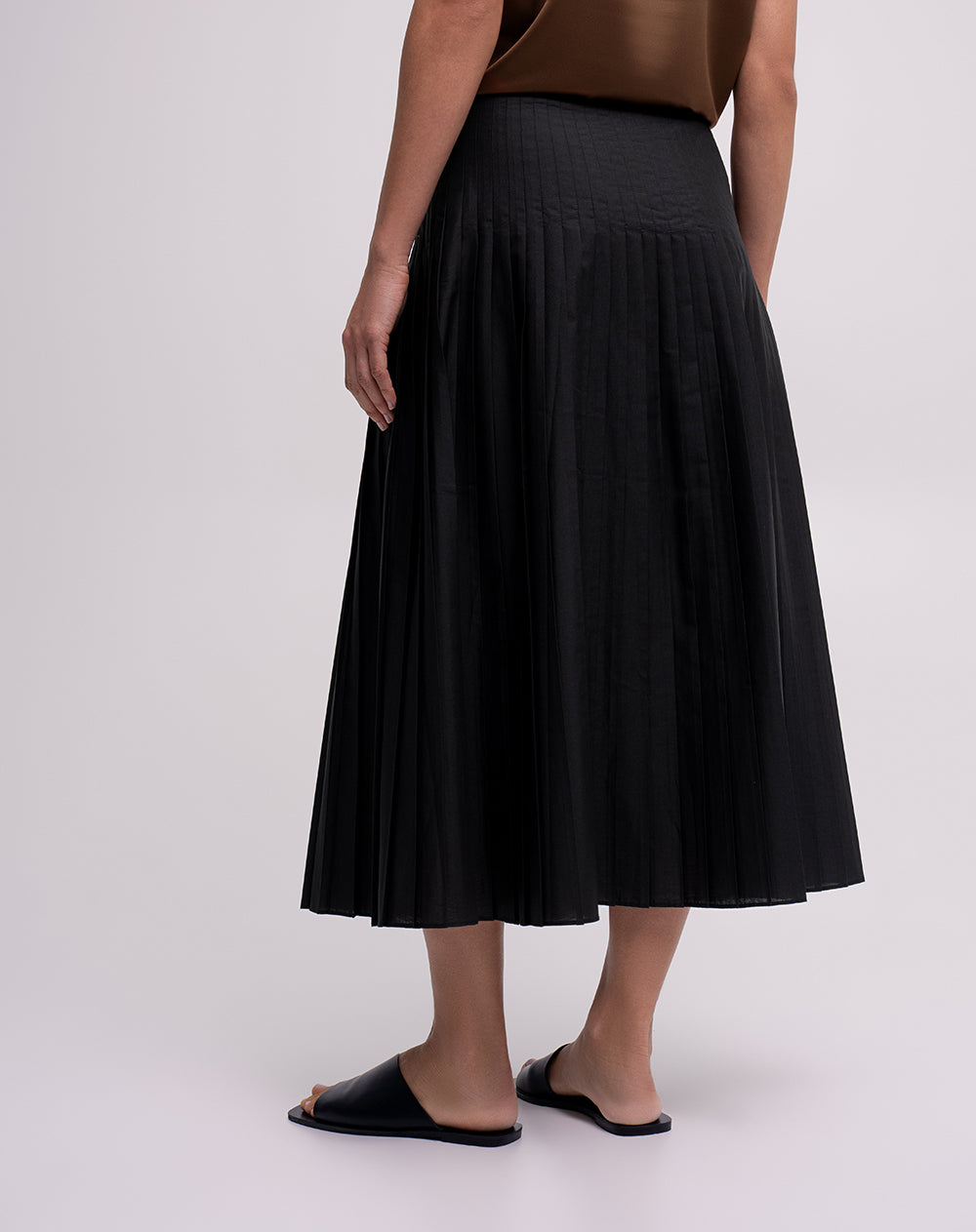Falda midi plisada tiro alto negra mujer