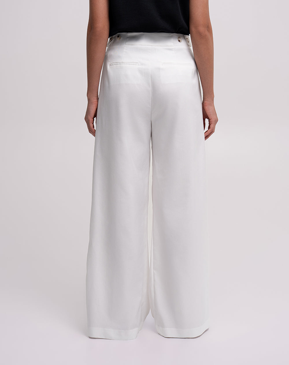 Pantalón wide leg tiro alto blanco mujer