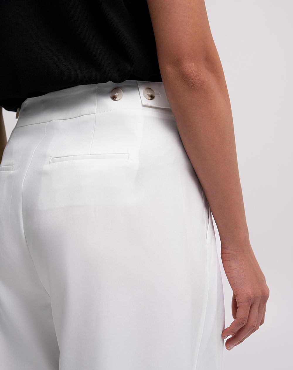 Pantalón wide leg tiro alto blanco mujer