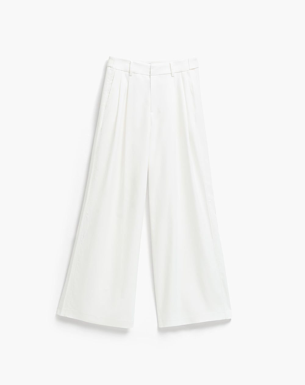 Pantalón wide leg tiro alto blanco mujer
